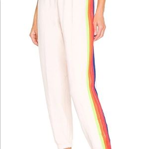Aviator Nation 5 Stripe Sweatpants White with neon stripes